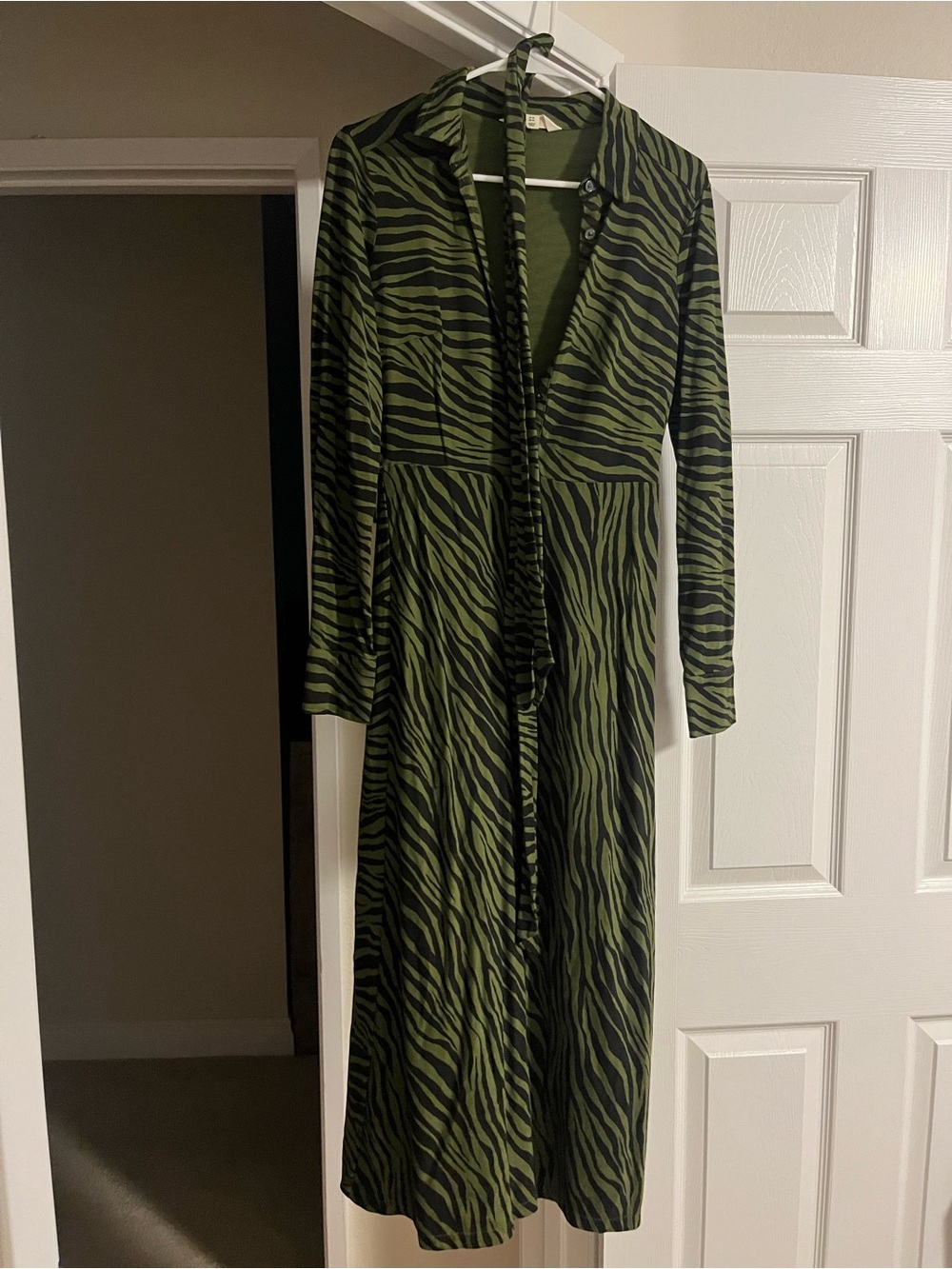 Boden olive tiger cotton midi dress